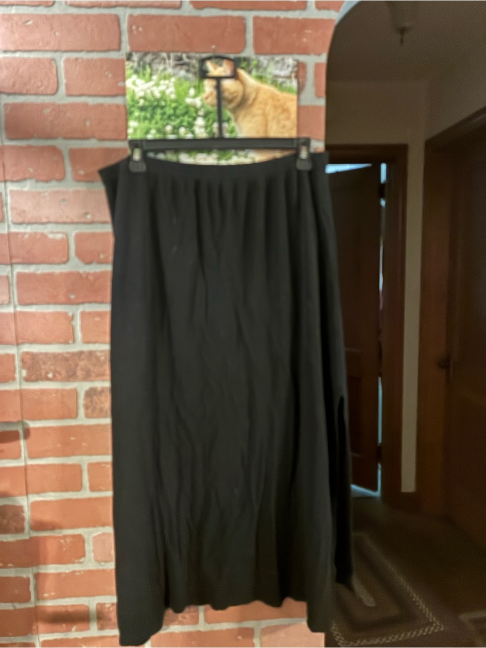Women’s Black Midi Skirt with Elastic Waist